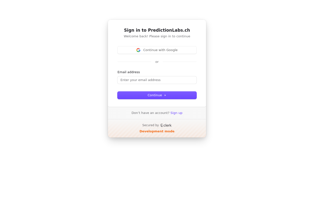 Sign in page